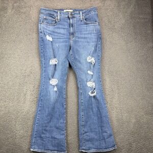 Levi's‎ Womens 726 Flare Jeans Distressed Blue Denim Size 32x30